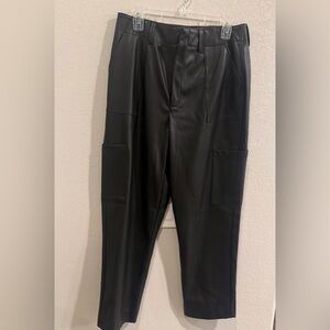 Scoop Women’s Black Faux Leather Cargo Pants